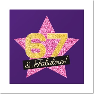 67th Birthday Gifts Women Fabulous - Pink Gold Posters and Art